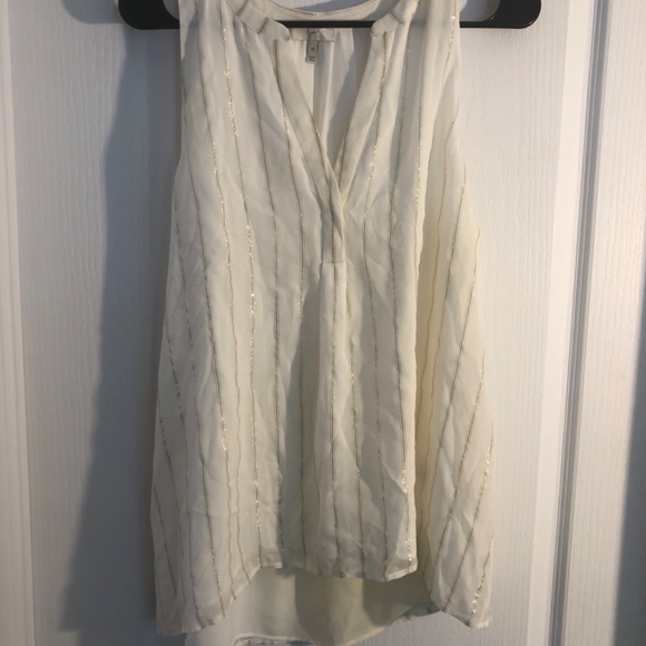 Joie Silk Sleeveless White/Gold HiLo Coastal M Lined Top - Picture 2 of 4